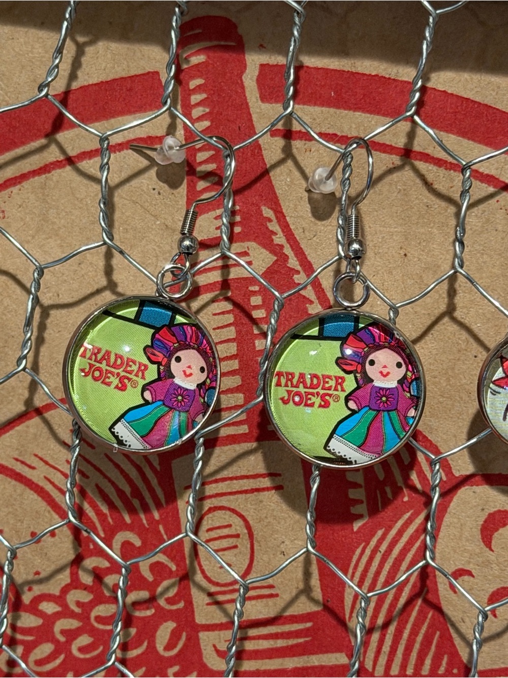 Trader Joe’s earrings 20mm Mexican doll holidays Christmas